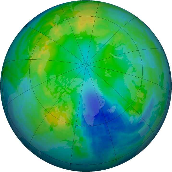 Arctic ozone map for 08 November 2001